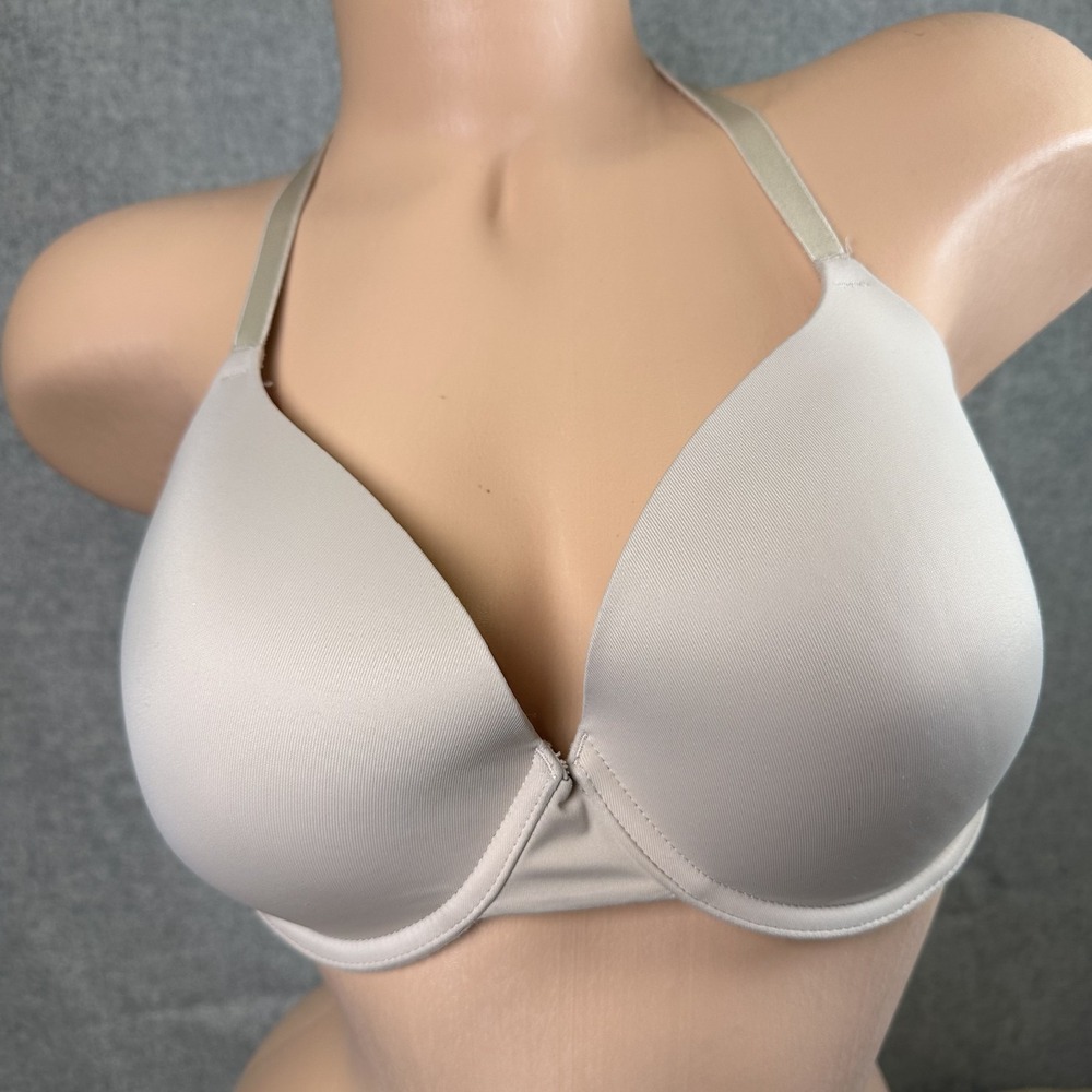PINK Bra‎ Beige 34DD Everywhere T-Shirt Lightly Lined Underwire Criss Cross